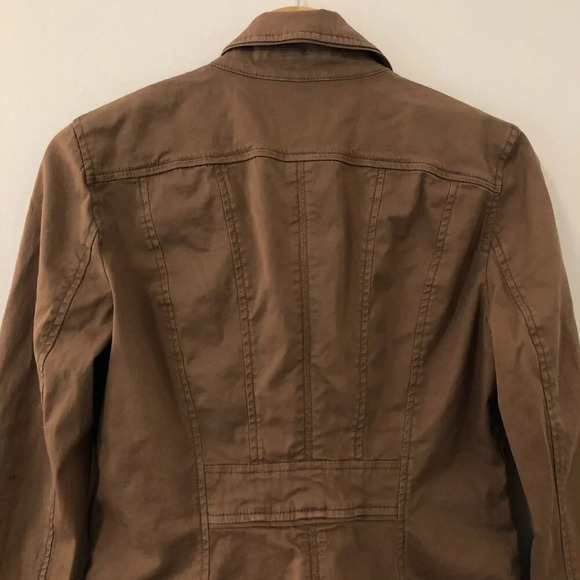 3/$25 ❥ White House Black Market Cargo Cotton Jacket Anorak Light Brown Size 4 - Picture 5 of 9